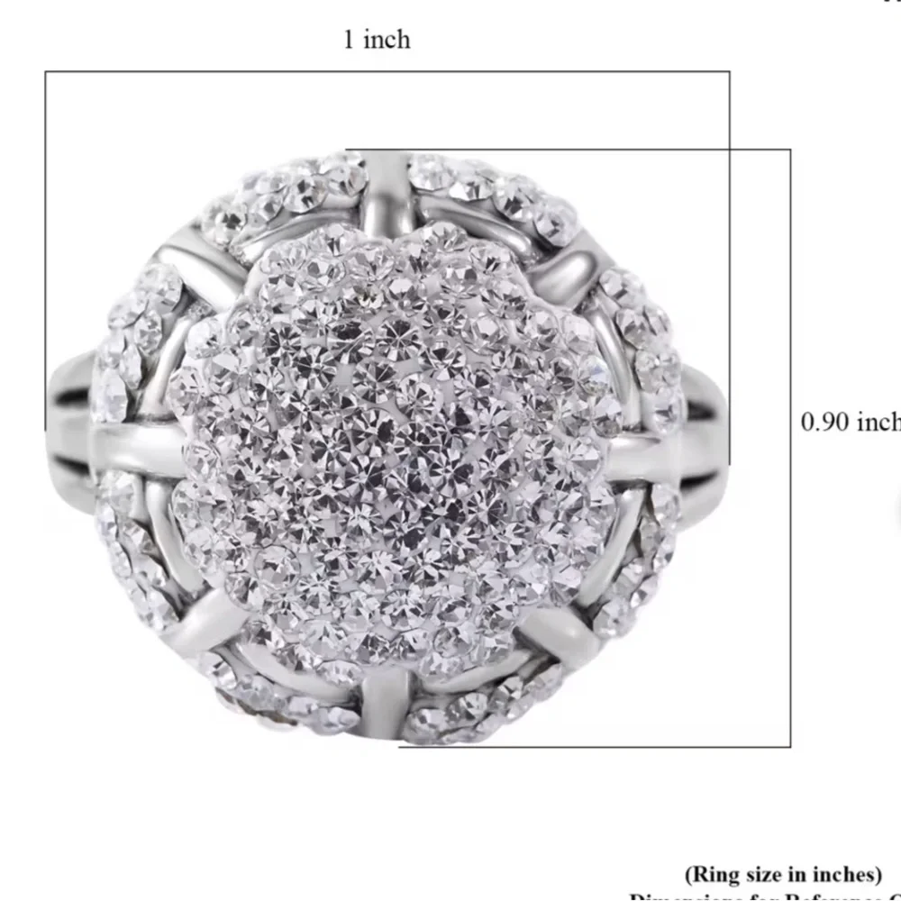 White Austrian Crystal Floral Ring in Sterling Silver